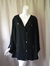 NWT New Catherines black long Sleeve Top 3X 26/28 W