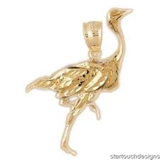 New 14k Yellow Gold Ostrich Pendant