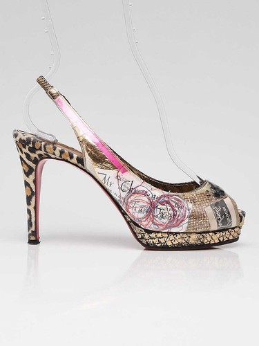 Pompe élingue 100 orteils élingue léopard léopard Christian vente en gros Louboutin PVC/daim daim...