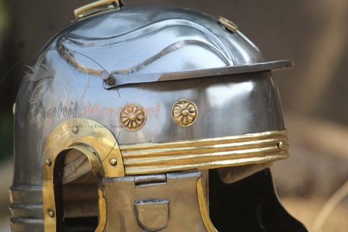 Römerhelm Imperial Gallic -G- Weisenau, 1,2 mm Stahl / Handarbeit - Bild 4 von 7