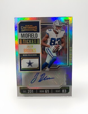 2023 Panini Contenders Football Jalen Brooks Midfield Ticket Rookie Auto #1/50 