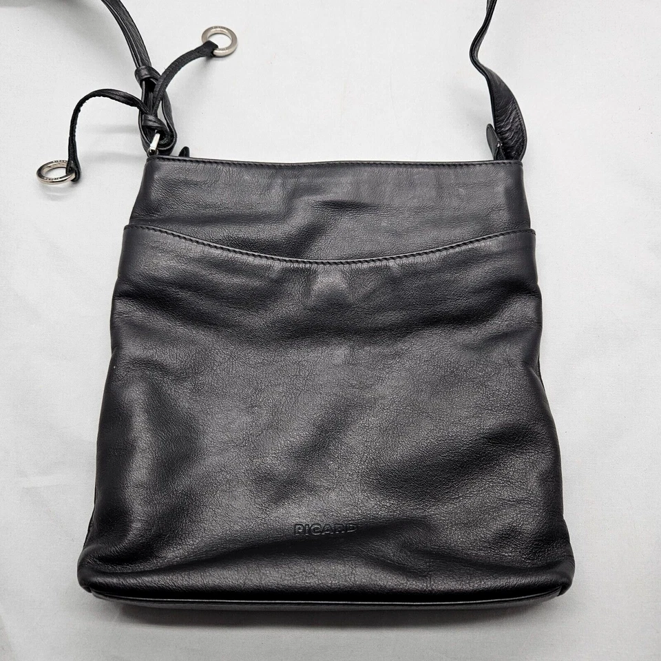 Bolso de Hombro Picard Maja Negro Bandolera Cartera Cuero de Becerro Alemania Mínimo Elegante Foto 2 de 4