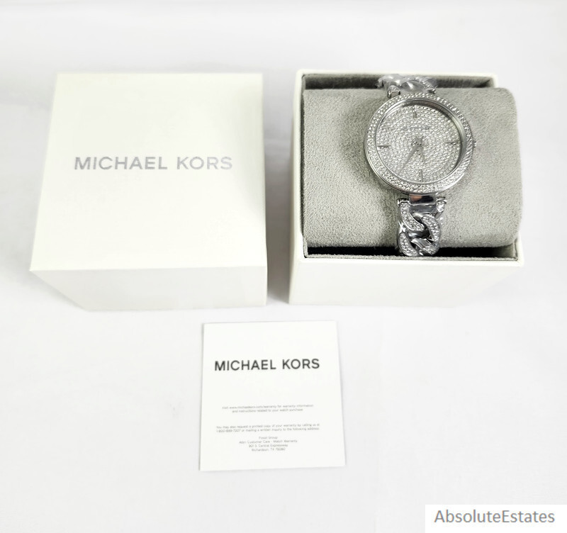 NEW Michael Kors Catelyn Silver Glitz Chain Stainless Steel