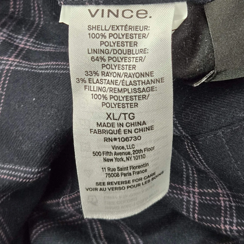 Chaleco Vince Hombre XL Negro A Cuadros Puffer Reversible Sin Mangas Bolsillos con Cremallera Completa Foto 4 de 4