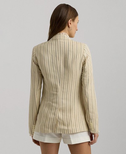 NWT $325 Lauren Ralph Lauren Striped Linen-Blend Blazer 10 - Picture 3 of 9
