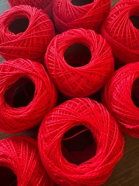 Hilo de ganchillo/bordar hilo de algodón rojo persa DMC #666 - 10 rollos Foto 3 de 4