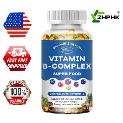 Vitamin B Complex Capsules B1 B2 B3 B5 B6 B7 B9 B12 Folic Acid Energy Metabolism