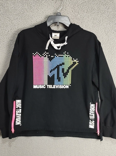 M TV Jacket Youth Medium Black Graphic Music Videos Rock Bands Hoodie Unisex - Picture 2 of 12