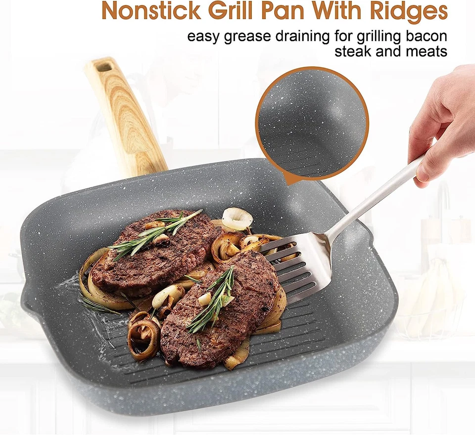 17-teiliges Töpfe und Pfannen Set Antihaft Induktion Kochgeschirr Set Granitbeschichtet Topfset - Bild 4 von 4