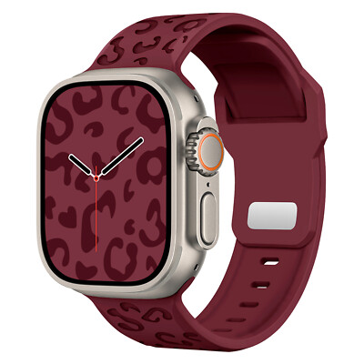 Silicone Leopard Engraved Strap For Apple Watch Series Ultra/Ultra 2 SE 9 8 7 6
