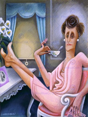 GEMÄLDE SATIRE KARIKATUR EMILY POST AUTOR ETIKETTE FINE ART PRINT CC1412