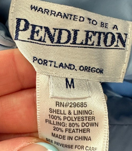 PENDLETON Womens Down Vest Sz M Blue Puffer Quilted - Picture 9 of 9