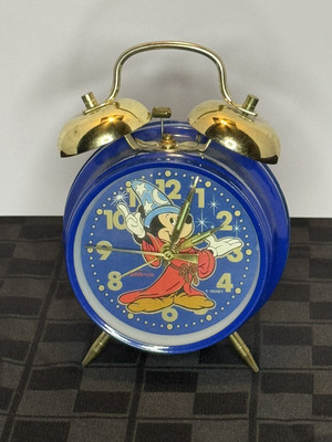Vtg 1991 DISNEY Mickey Mouse Fantasia Sunbeam Blue Quartz Alarm Clock Twin Bells