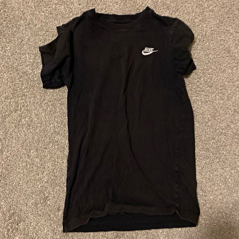 Nike  S Black Cotton Jersey Crew Neck Logo T-Shirt Short Sleeve