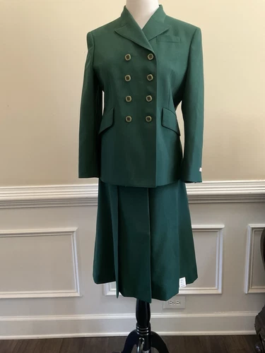 Tuta Gucci Made In Italy lana mohair doppiopetto avvolgente gonna plissettata 46 44