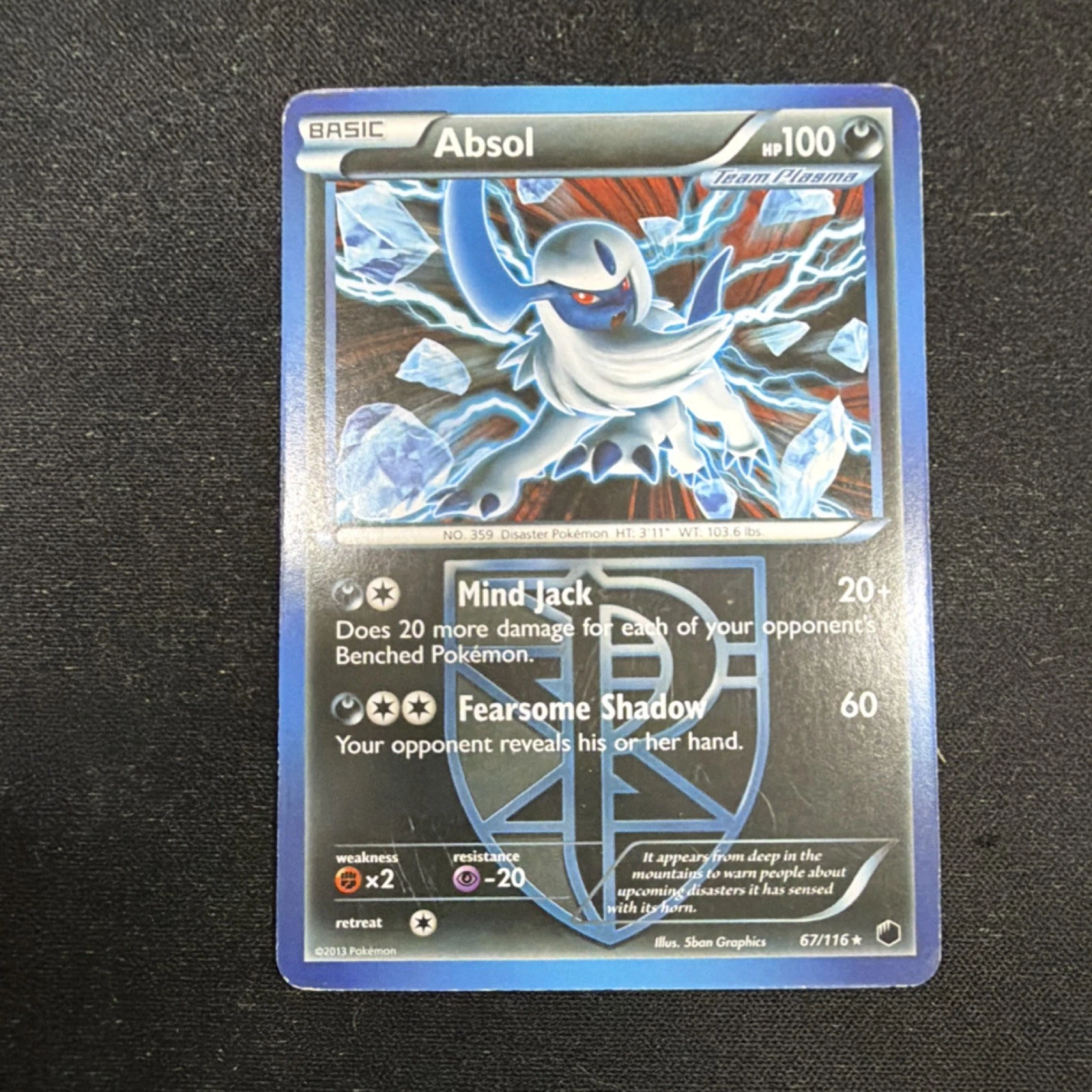 The Pokémon Company Absol Team Plasma Plasma Freeze 67/116 Regular Rare Basic 1…