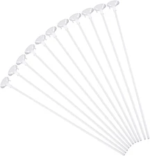 50 Pieces Plastic White Balloon Sticks with Cups for Party, Valentine'S Day, Wed