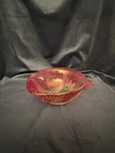Vintage Amberina Art Glass Bowl Murano Style Red Yellow Green Swirl Ashtray