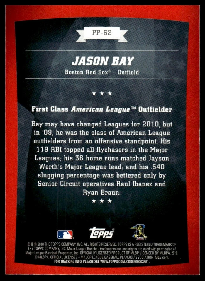 2010 Topps #PP-62 Jason Bay Peak Performance - Image 2 of 2