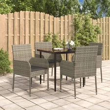 Garden Dining Set Black and Grey