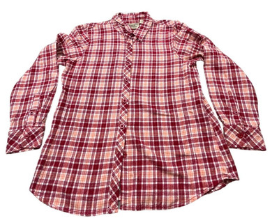 C.E. Schmidt Shirt Womens Large Red Plaid Flannel Button Up Workwear Western Her