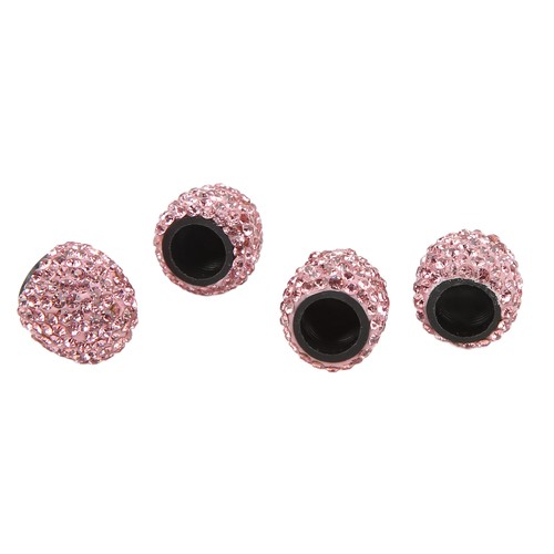 ˘Pink 4Pcs Bling Valve Stem Caps 15mm Stem Air Cover Tire Decor For Car - Picture 5 of 12