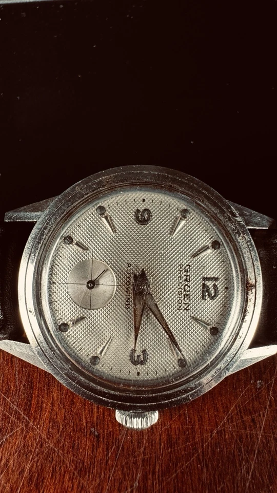 Reloj Automático Gruen Precision Hombre Vintage Tono Plateado Hecho en Suiza Foto 3 de 4