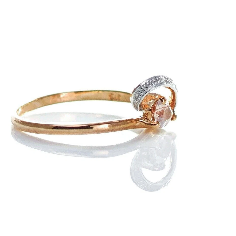 9ct Morganite Diamond Ring Size N1/2 Rose Gold Pink 0.33ct Natural Gift - Image 3 of 4