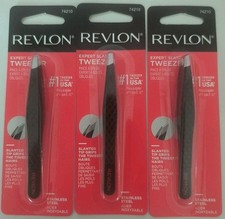 NEW Revlon 74210 Stainless Steel Expert Hair Removal Tweezers Set Of 3 