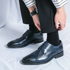 Men's Brogue Lace Up Oxfords Formal Business Dress Wedding Offical Shoes Fashion