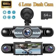 4 Lens Dash Camera 1080P Front Rear Dash Cam 4-Channel Night Vision Adjustable