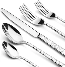 Silverware Set, 40 Piece Premium Stainless Steel Flatware 40 Pieces, Silver 