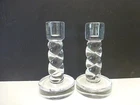 Pair Steuben Crystal Glass Rope Twist Elegant Classic Candlesticks 8" Vintage