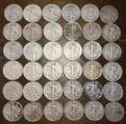 (36) 1917-1947 Walking Liberty Half Dollars 90% Silver Cull Lot Key Dates $18 FV