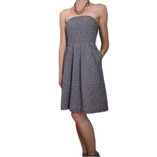 J. Crew Black & Gray Houndstooth Strapless Dress