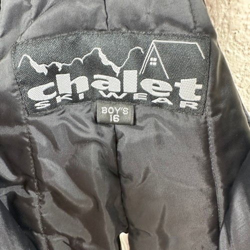Chalet Ski Wear Boys 16 Black Snow Bibs Insulated Nylon Taiwan Winter Pants - Picture 4 of 10