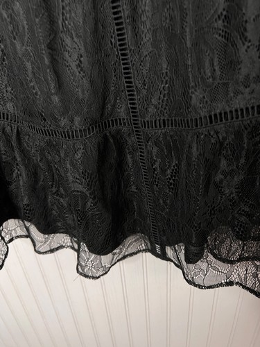 Top donna TORRID 1X boho chic nero pizzo slip canotta 2Fer elegante pizzo floreale - Foto 5 di 11