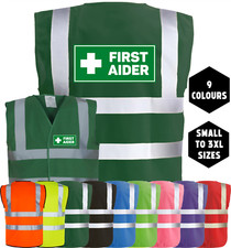 FIRST AIDER Printed Hi-Vis High Viz Visibility Safety Vest Waistcoat Tabard