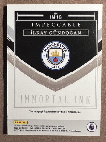 Tinta inmortal impecable Panini 2022-23 ILKAY GUNDOGAN en tarjeta automática 51/54 - Imagen 2 de 6