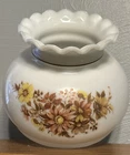 Vtg Floral Milk Glass Lamp Shade Hurricane Gone w/ Wind Parlor Replacement 6.5”