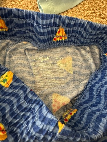 Shark pizza Print 2 piece Pajama Set Size XS 4/5 Cat & Jack Blue - Picture 3 of 3