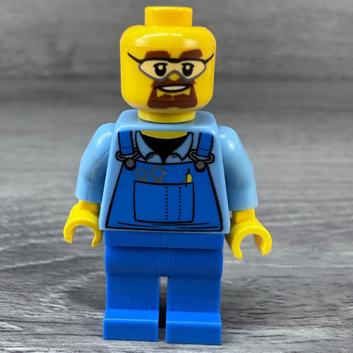 LEGO Minifigure Man Figure Blue Overalls w/ Tools in Pocket Figure Only