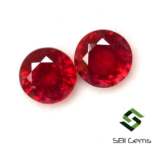 6 mm Natural Ruby Round Cut Pair 2.19 CTS Calibrated Deep Red Loose Gemstones GF - Picture 4 of 7