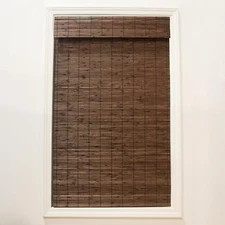 Cordless Bamboo Roman Shades for Windows - Flatstick Bamboo Blinds for Semi-Priv