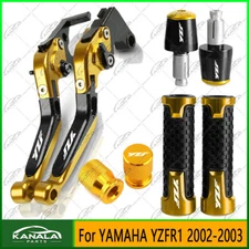 CNC Handle Grips Cap Brake Clutch Levers Set New GOLD For YAMAHA YZFR1 2002-2003