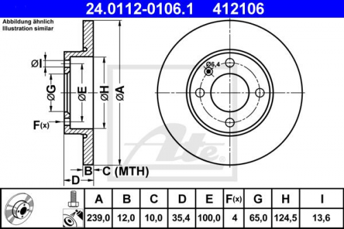 2x Disco de freno para sistema de frenos eje delantero ATE 24.0112-0106.1 - Imagen 1 de 1