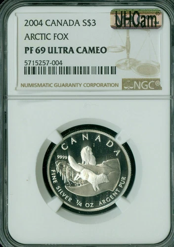 2004 CANADA ARCTIC FOX $3 1/2 OZ SILVER NGC PF69 ULTRA HEAVY CAMEO MAC SPOTLESS