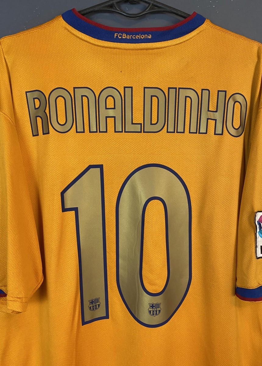 2006/07 【AUTHENTIC】Ronaldinho #10 , L 2006-07 Barcelona Home Shirt Ronaldinho #10 - 8/10 - (XL)