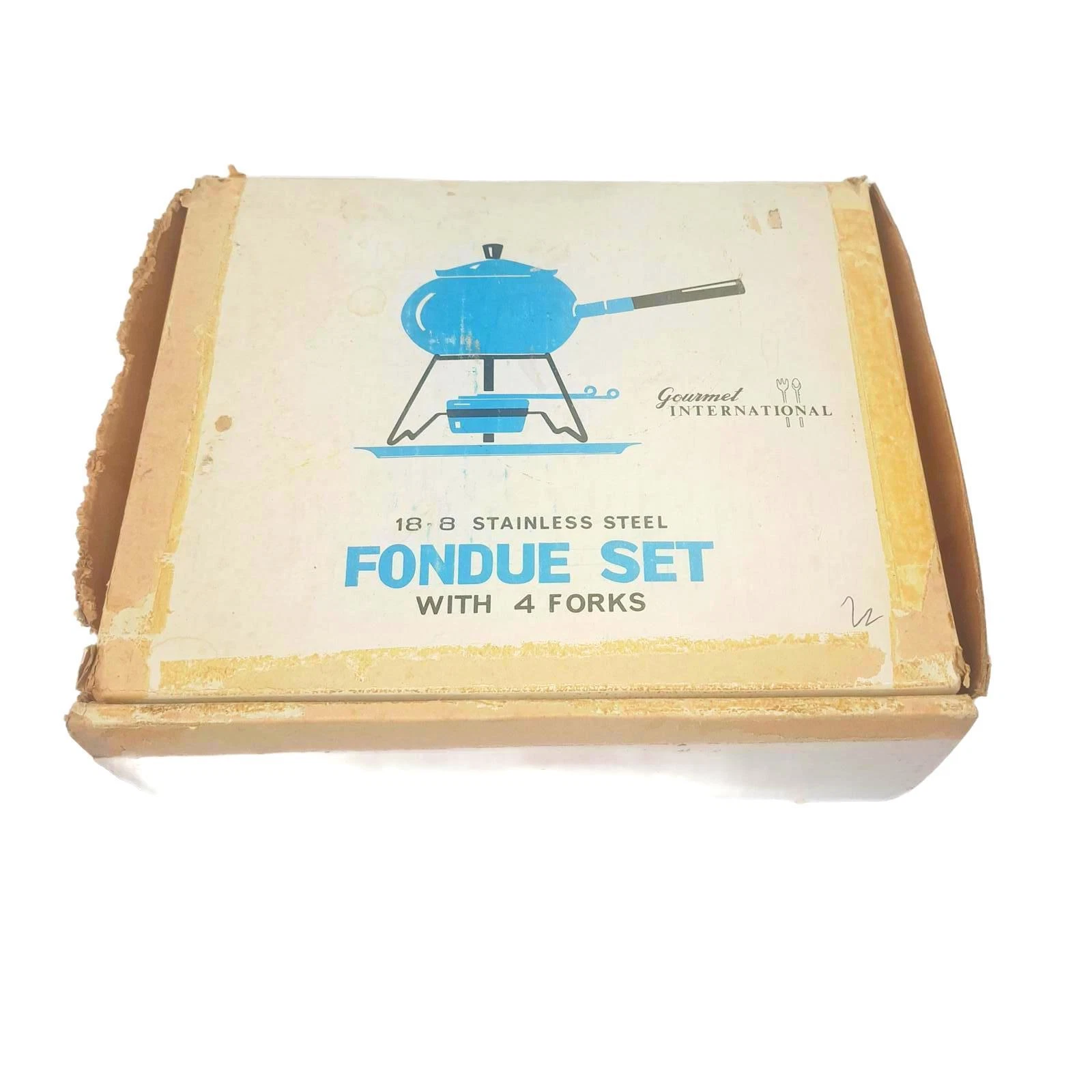 Vintage 1970 Fondue Set Stainless Steel Gourmet International 86-14914