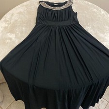 Haani Womens Black Rhinestone Round Neck Sleeveless Long Maxi Dress Size PL